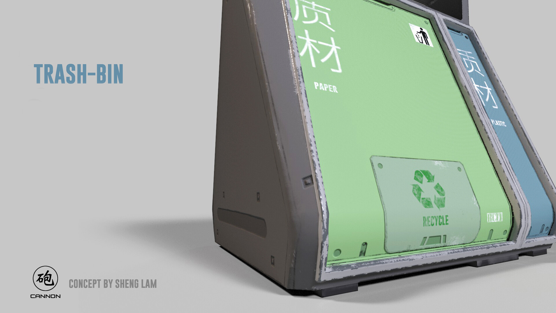 Stylized Sci-fi Bin, 3D Assets by Fabricio Velasquez in Maya