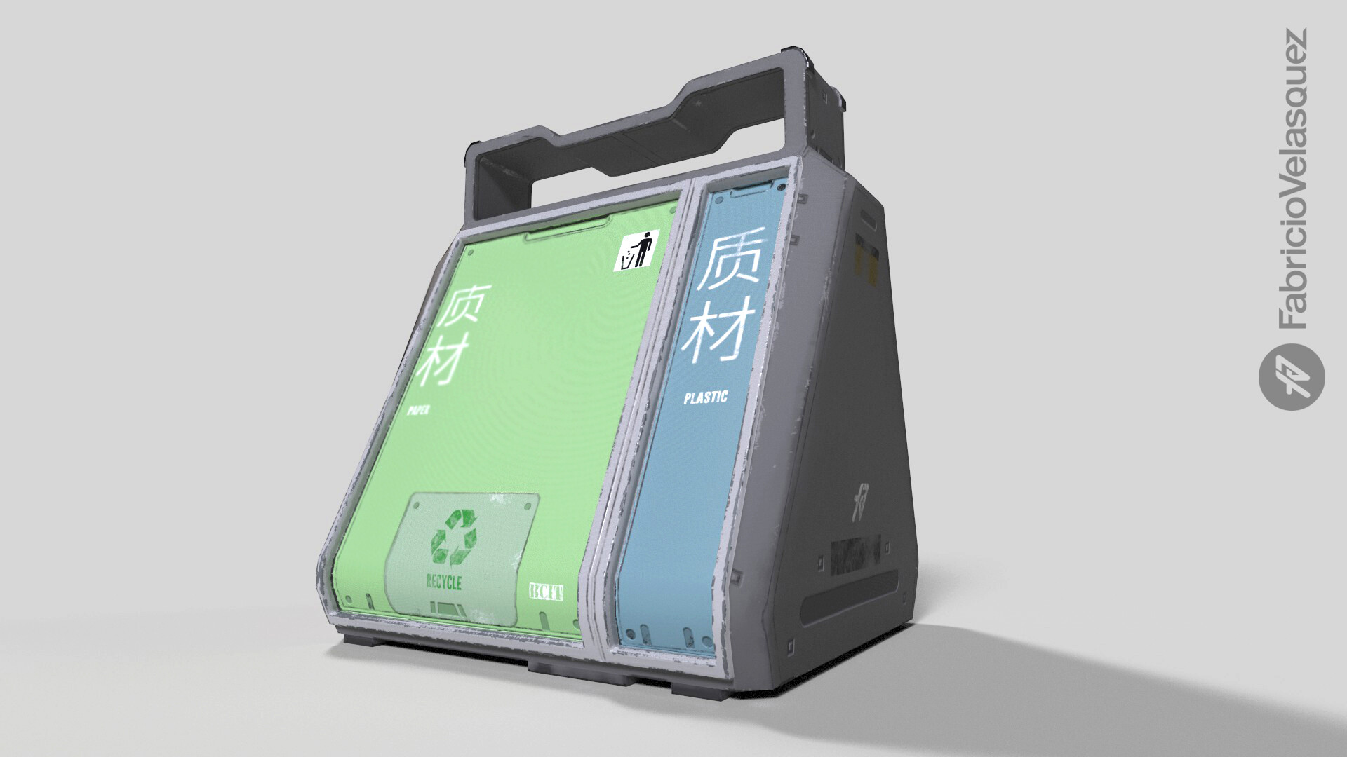 Stylized Sci-fi Bin, 3D Assets by Fabricio Velasquez in Maya