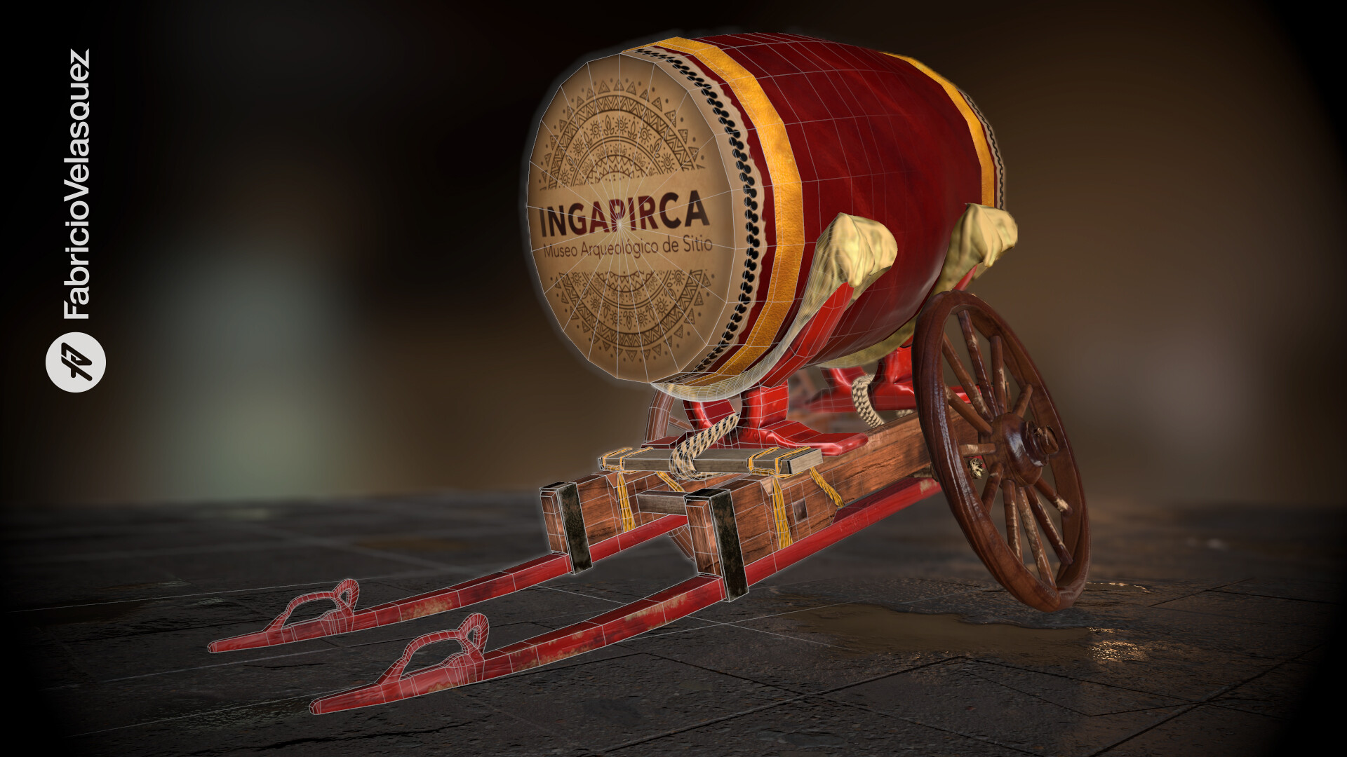 O-Daiko Feudal Japan Drumcart, 3D Assets by Fabricio Velasquez in Maya