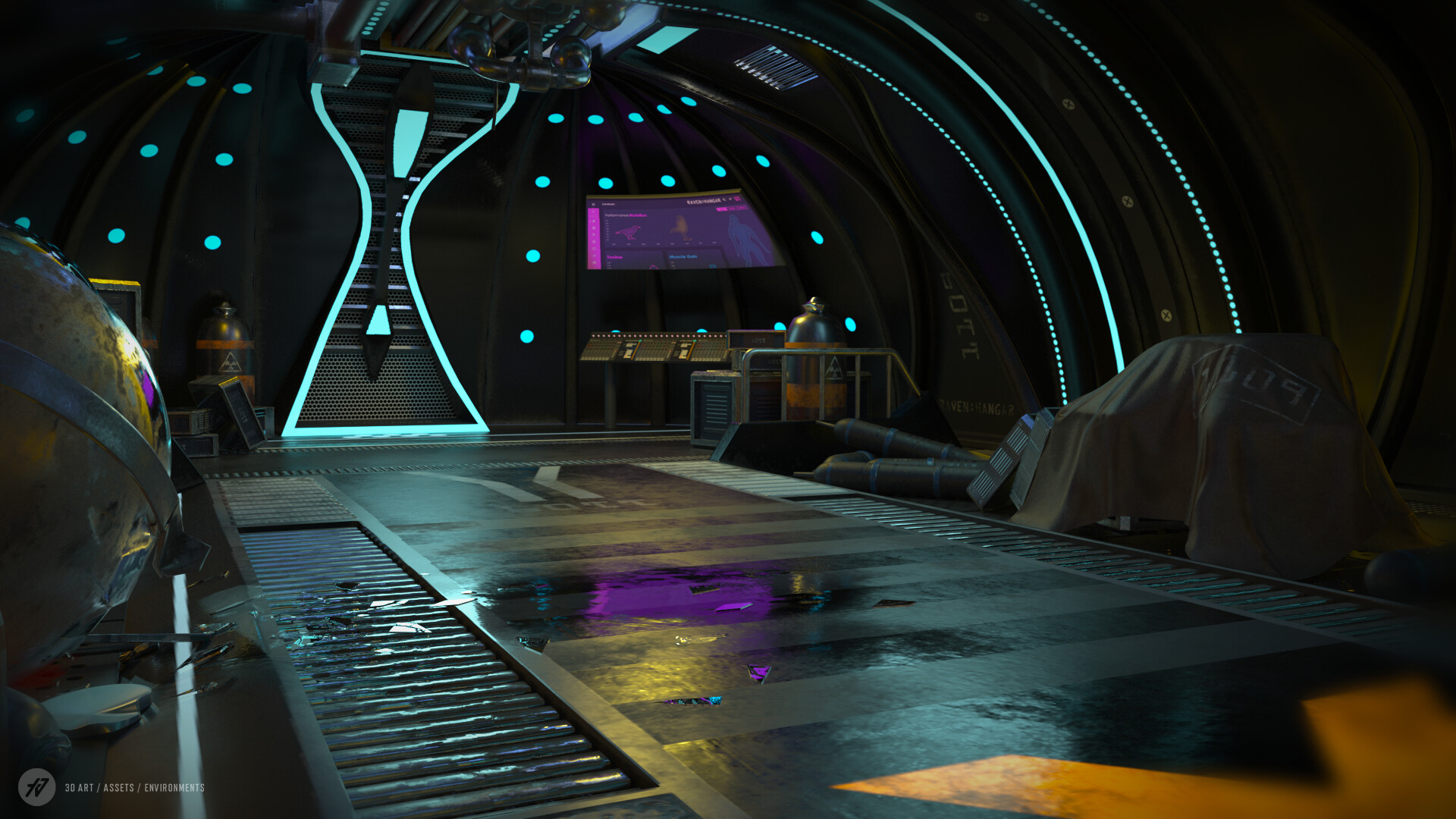 Raven Hangar, 3D Environments by Fabricio Velasquez in Maya
