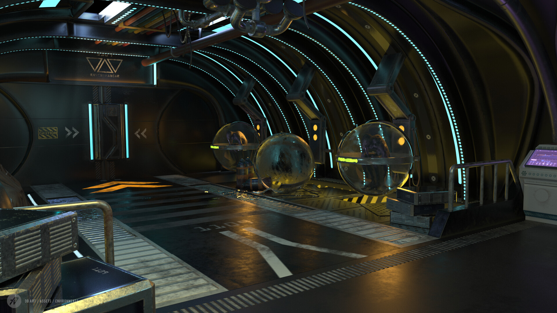 Raven Hangar, 3D Environments by Fabricio Velasquez in Maya